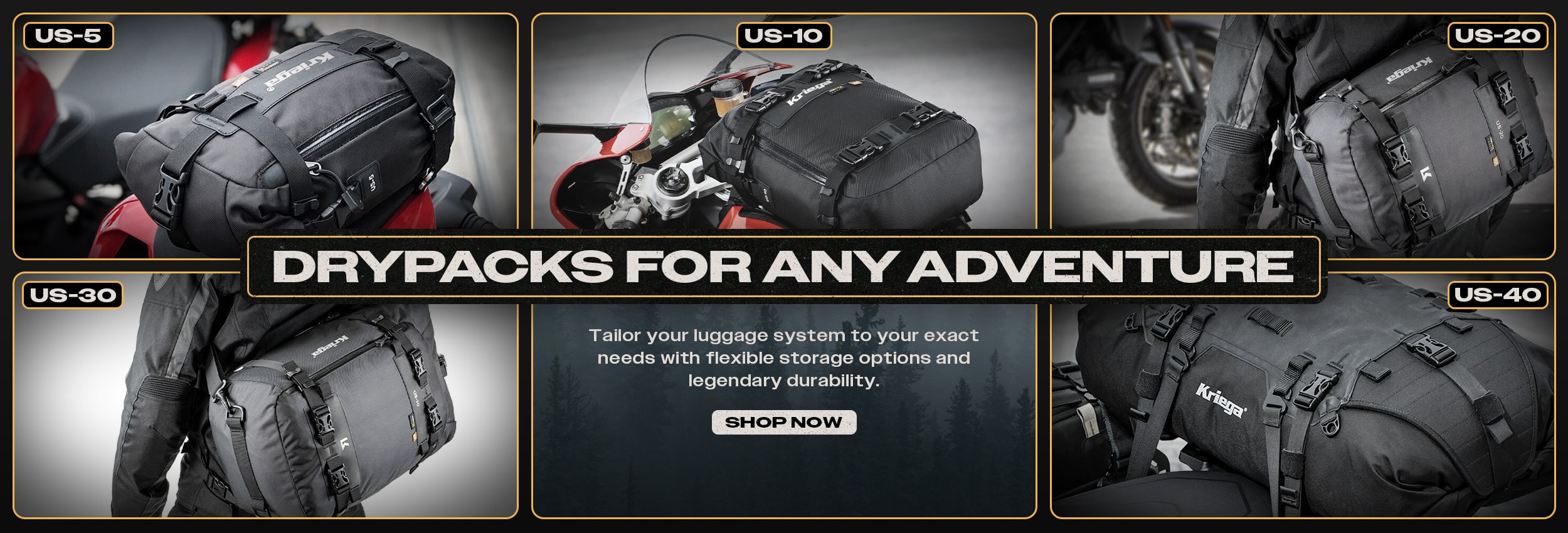 The various sizes of the Kriega US-Drypacks